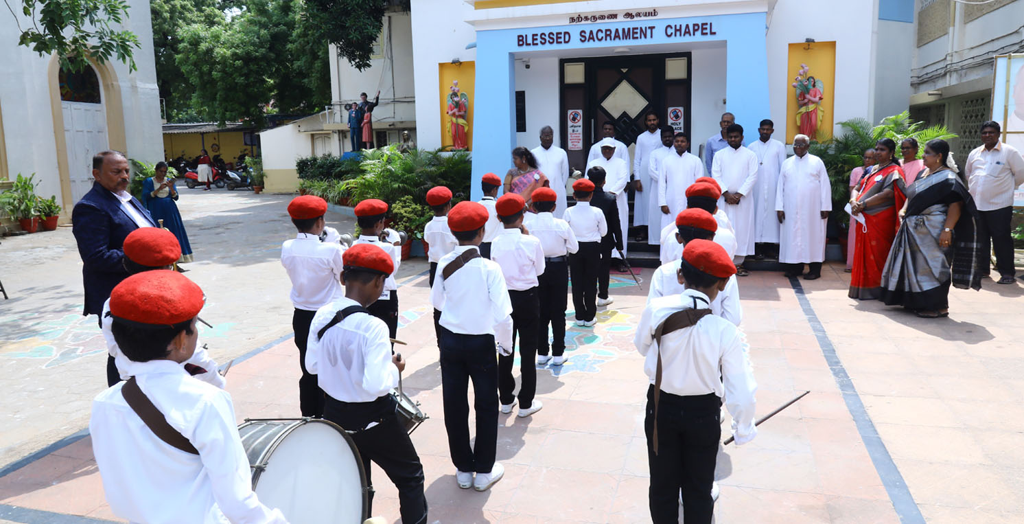 56th Annual Sports Meet (22.08.2025) The Chief Guest Rev. Fr. Sagayaraj Philominathan SDB- rector - Don Bosco Beatitudes - Vyasarpadi. Guest of Honor - Mr. Karthick Raja - CEO SAGA Cultural Academy. Our rector & Correspondent Rev. Fr. Stanislaus, Rev. Fr. Tharsius, Our Principal Rev. Fr. Arockia Vincent, Other Priests of our Community, the sisters and our Headmistress were welcomed by our DB Band. Mrs. Chrysanthi and Mrs. Sabrina mastered the program. The Program was live telecast through Youtube.