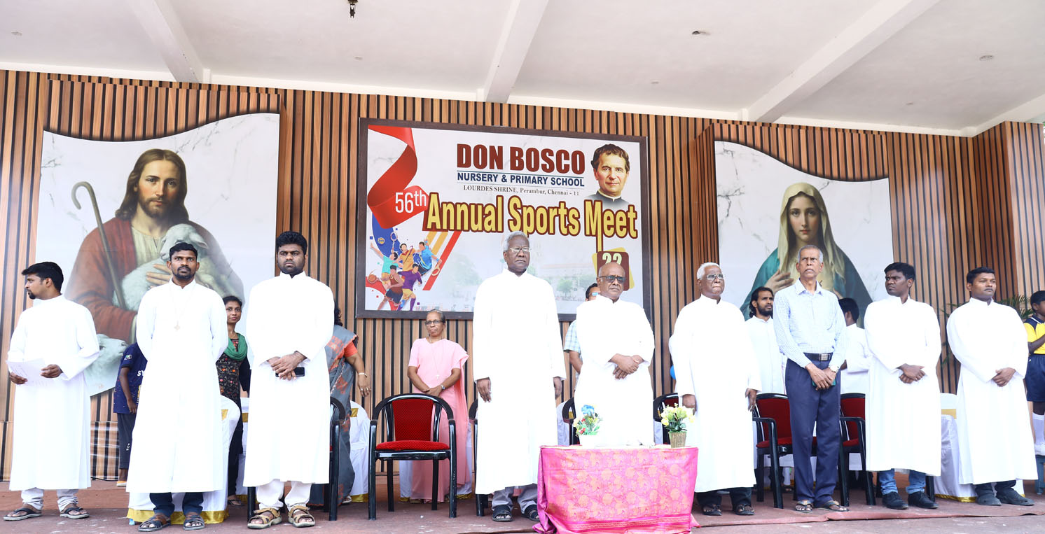 56th Annual Sports Meet (22.08.2025) The Chief Guest Rev. Fr. Sagayaraj Philominathan SDB- rector - Don Bosco Beatitudes - Vyasarpadi. Guest of Honor - Mr. Karthick Raja - CEO SAGA Cultural Academy. Our rector & Correspondent Rev. Fr. Stanislaus, Rev. Fr. Tharsius, Our Principal Rev. Fr. Arockia Vincent, Other Priests of our Community, the sisters and our Headmistress were welcomed by our DB Band. Mrs. Chrysanthi and Mrs. Sabrina mastered the program. The Program was live telecast through Youtube.
