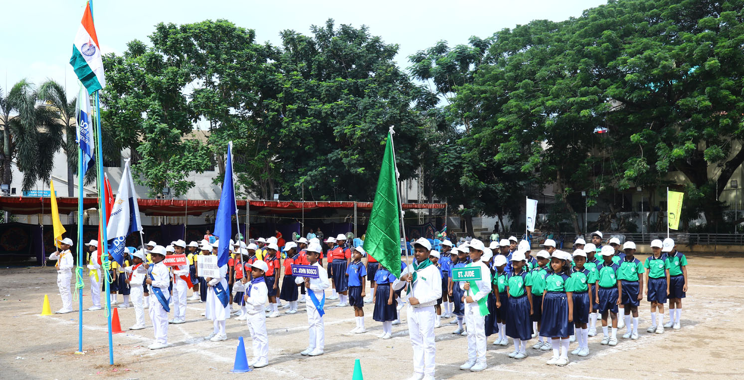56th Annual Sports Meet (22.08.2025) The Chief Guest Rev. Fr. Sagayaraj Philominathan SDB- rector - Don Bosco Beatitudes - Vyasarpadi. Guest of Honor - Mr. Karthick Raja - CEO SAGA Cultural Academy. Our rector & Correspondent Rev. Fr. Stanislaus, Rev. Fr. Tharsius, Our Principal Rev. Fr. Arockia Vincent, Other Priests of our Community, the sisters and our Headmistress were welcomed by our DB Band. Mrs. Chrysanthi and Mrs. Sabrina mastered the program. The Program was live telecast through Youtube.