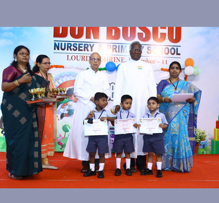 Independence Day Celebration - 15.08.2025 Our Rector & Correspondent Rev. Fr. Stanislaus, Rev. Fr. K.J. Louis, Rev. fr. Cyril were present along with the PTA President, Vice-President, Secretary & Treasurer. Mrs. Auxilia Shanthi was the master of Ceremony.