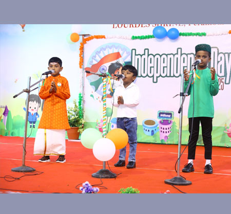Independence Day Celebration - 15.08.2025 Our Rector & Correspondent Rev. Fr. Stanislaus, Rev. Fr. K.J. Louis, Rev. fr. Cyril were present along with the PTA President, Vice-President, Secretary & Treasurer. Mrs. Auxilia Shanthi was the master of Ceremony.